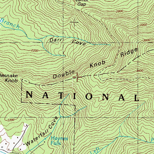 Topographic Map of Double Knob Ridge, GA