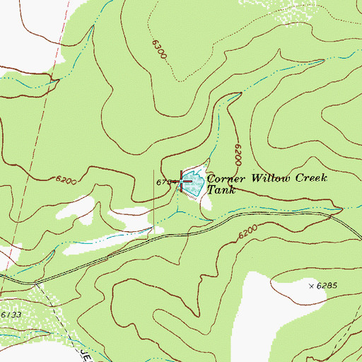 Topographic Map of Corner Willow Creek Tank, AZ