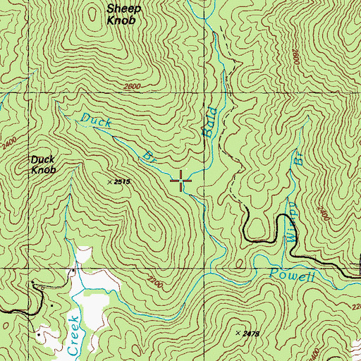 Topographic Map of Duck Branch, GA