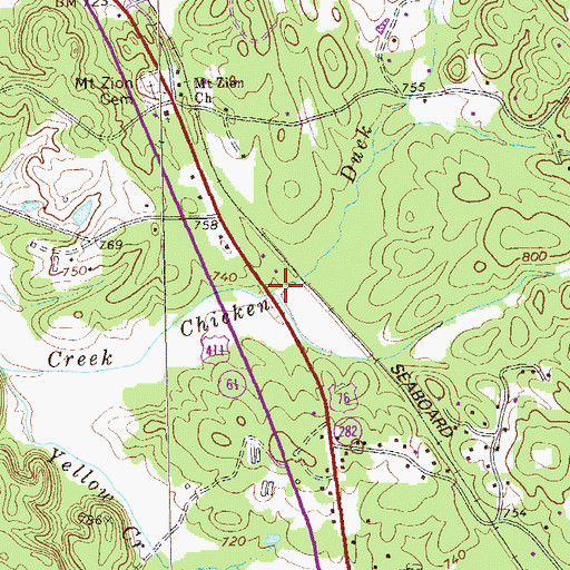 Topographic Map of Duck Branch, GA