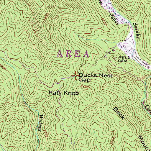 Topographic Map of Ducks Nest Gap, GA