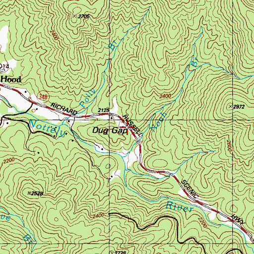 Topographic Map of Dug Gap, GA