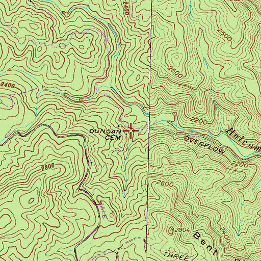 Topographic Map of Duncan Cemetery, GA