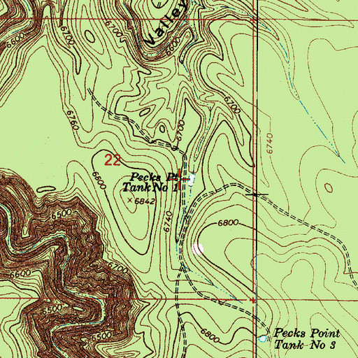 Topographic Map of Pecks Point Tank Number One, AZ