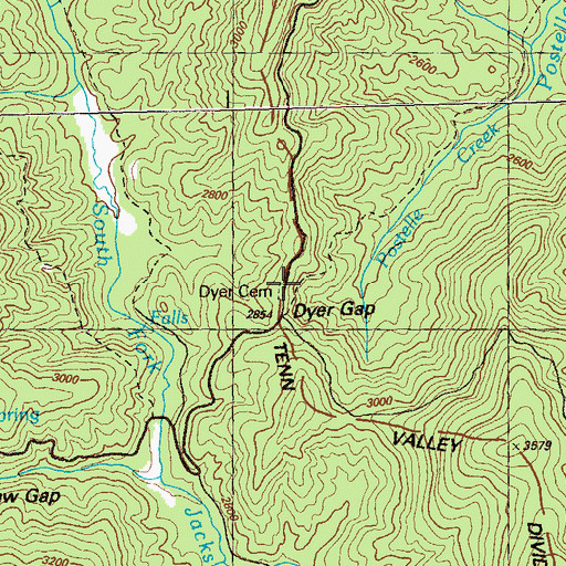 Topographic Map of Dyer Cemetery, GA