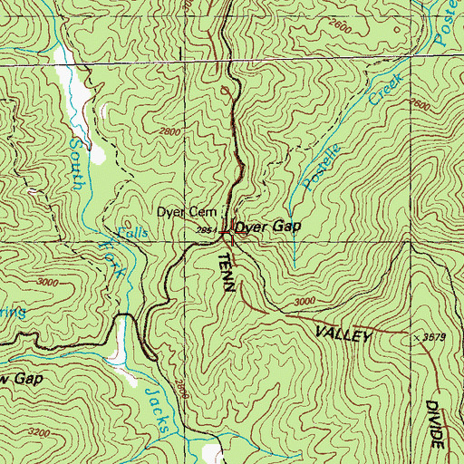 Topographic Map of Dyer Gap, GA