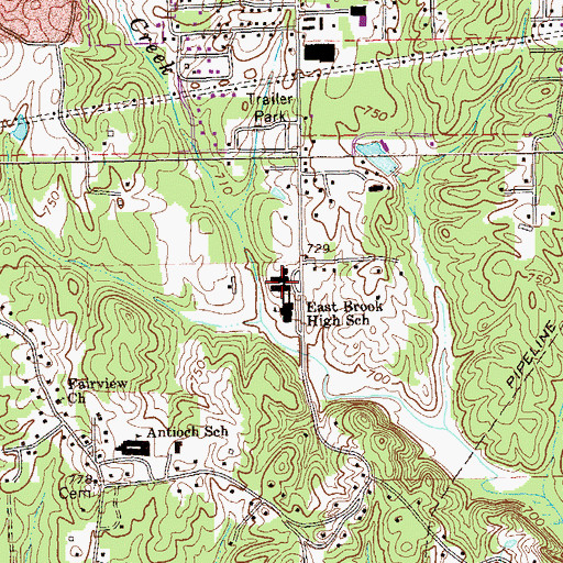 Topographic Map of Eastbrook Middle School, GA