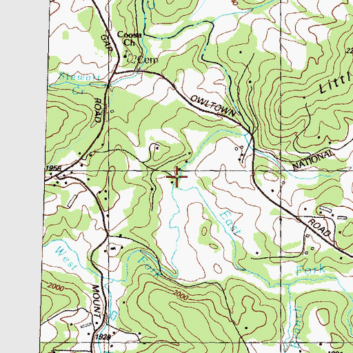 Topographic Map of East Fork Coosa Creek, GA