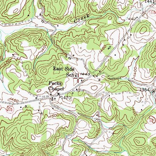 Topographic Map of East Side School, GA