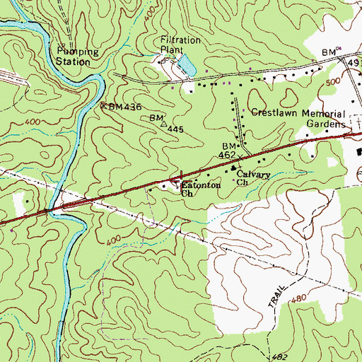 Topographic Map of Eatonton Church, GA