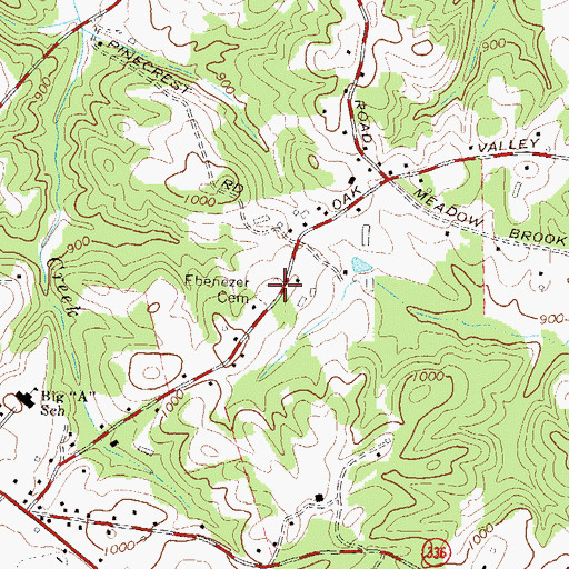 Topographic Map of Ebenezer Cemetery, GA