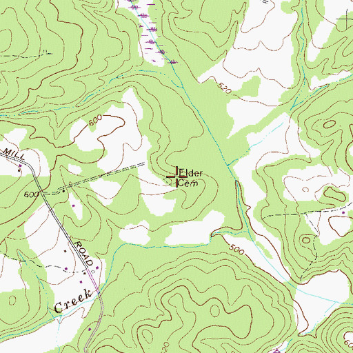 Topographic Map of Elder Cemetery, GA