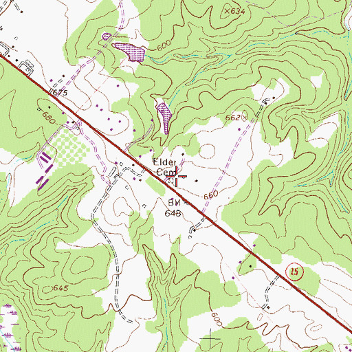 Topographic Map of Elder Cemetery, GA