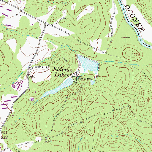 Topographic Map of Elders Lakes, GA