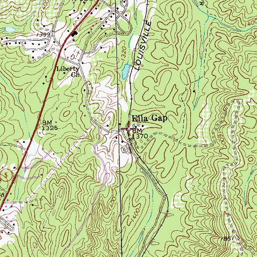 Topographic Map of Ella Gap, GA