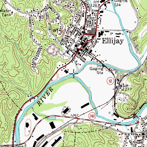Topographic Map of Ellijay River, GA