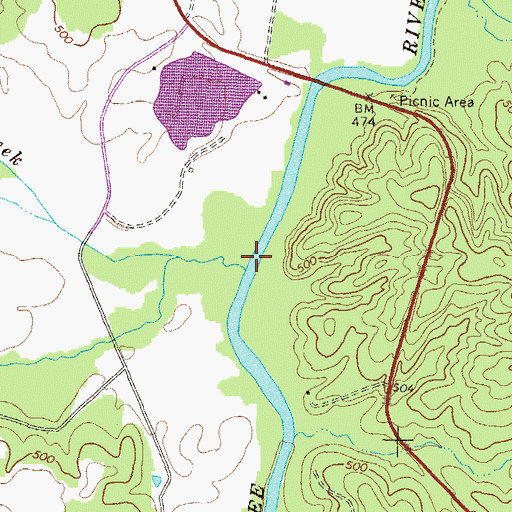Topographic Map of Ellison Creek, GA