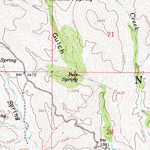 Topographic Map of Peet Spring, AZ