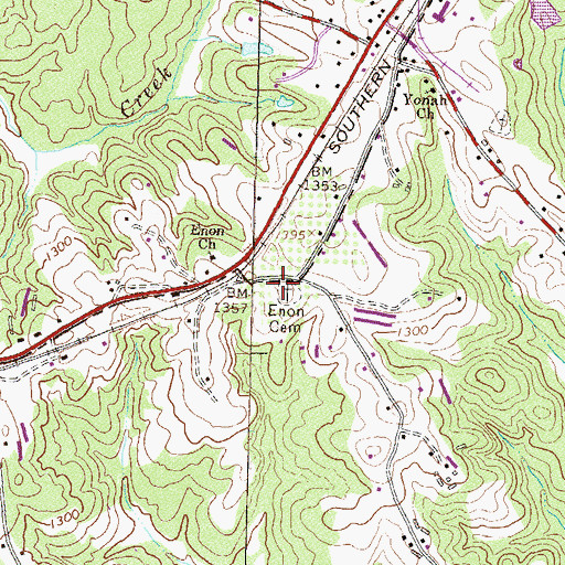Topographic Map of Enon Cemetery, GA