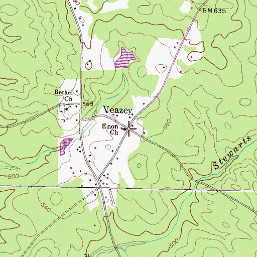 Topographic Map of Enon Church, GA