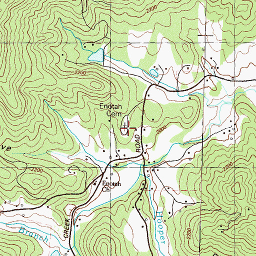 Topographic Map of Enotah Cemetery, GA