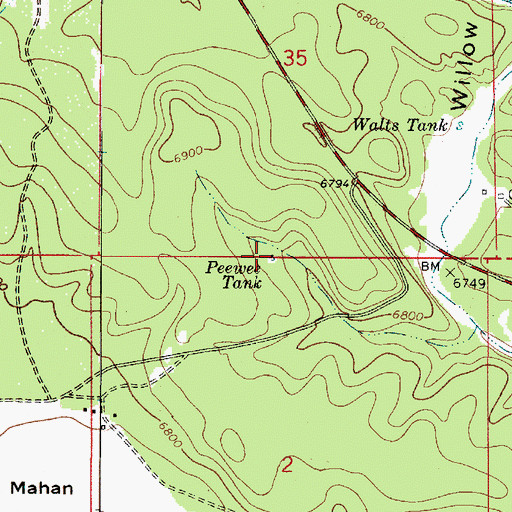 Topographic Map of Peewee Tank, AZ