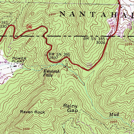 Topographic Map of Estatoah Falls, GA