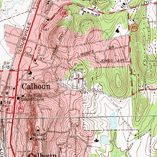 Topographic Map of Fain Cemetery, GA