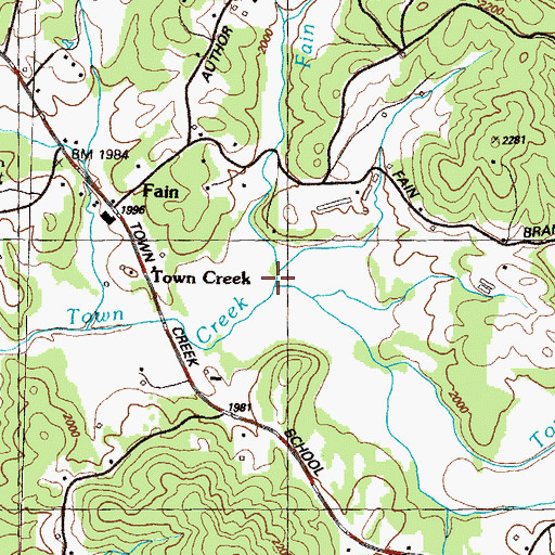 Topographic Map of Fain Creek, GA