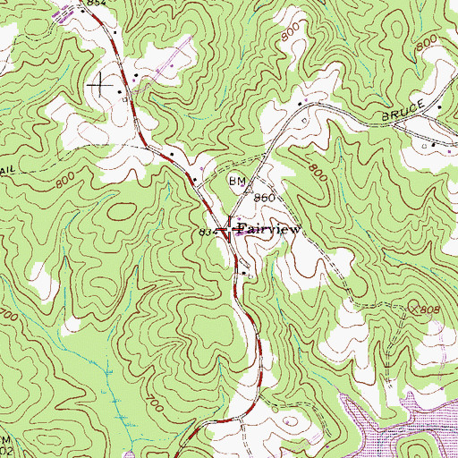 Topographic Map of Fairview, GA