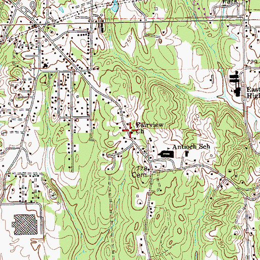 Topographic Map of Fairview Church, GA
