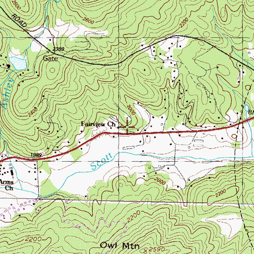 Topographic Map of Fairview Church, GA