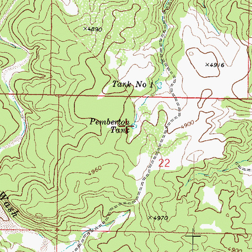 Topographic Map of Pemberton Tank, AZ