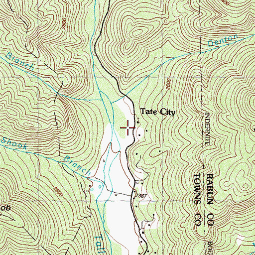 Topographic Map of Fall Branch, GA