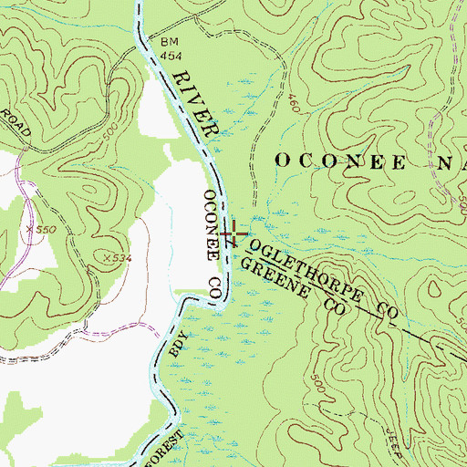 Topographic Map of Falling Creek, GA