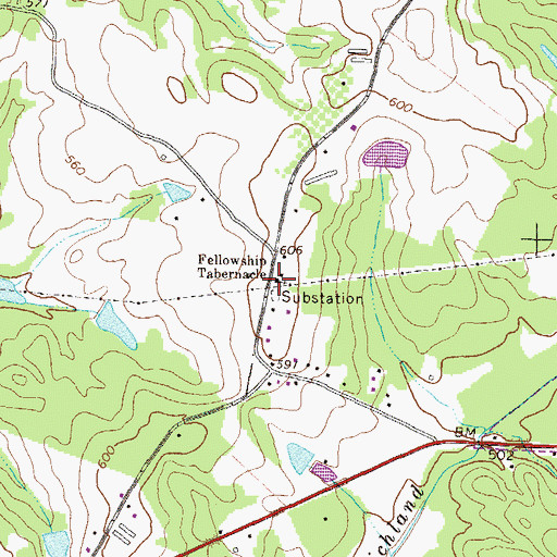 Topographic Map of Fellowship Tabernacle, GA