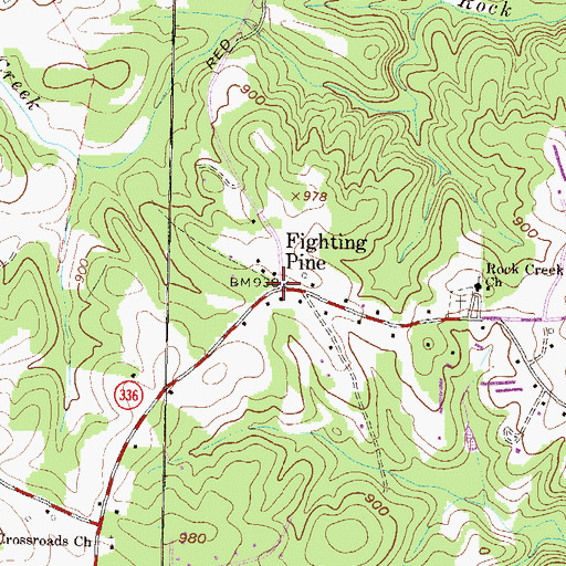 Topographic Map of Fighting Pine, GA