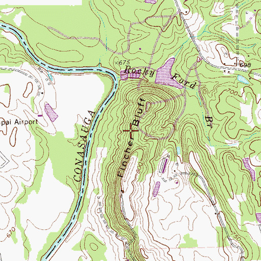 Topographic Map of Fincher Bluff, GA