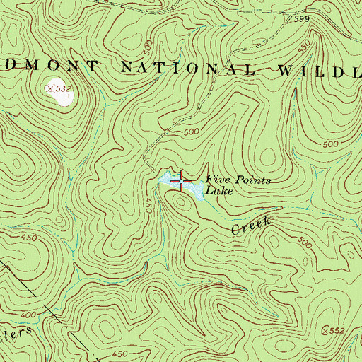 Topographic Map of Five Points Lake, GA