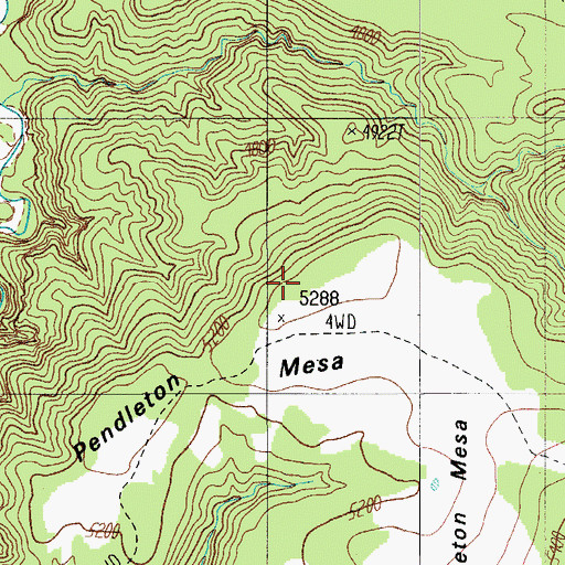 Topographic Map of Pendleton Mesa, AZ