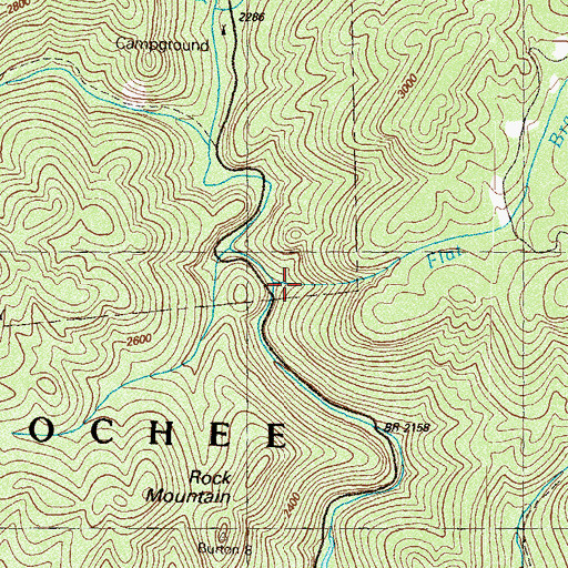 Topographic Map of Flat Branch, GA