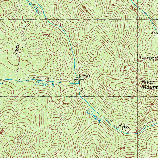 Topographic Map of Flat Branch, GA