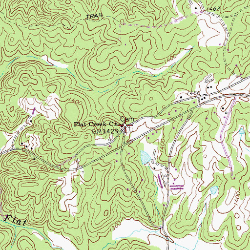 Topographic Map of Flat Creek Baptist Church, GA