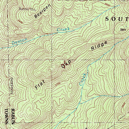 Topographic Map of Flat Gap Ridge, GA