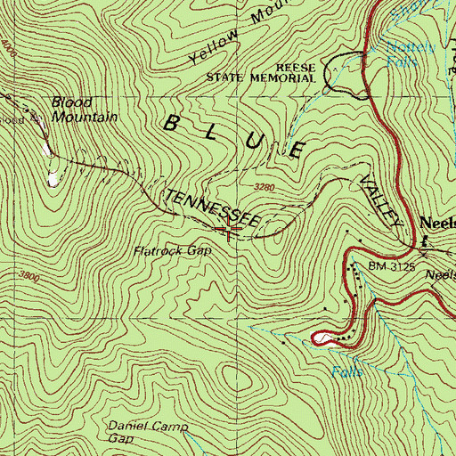 Topographic Map of Flatrock Gap, GA