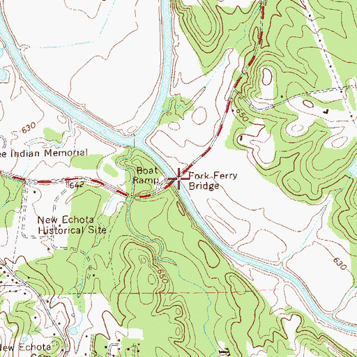 Topographic Map of Fork Ferry Bridge, GA