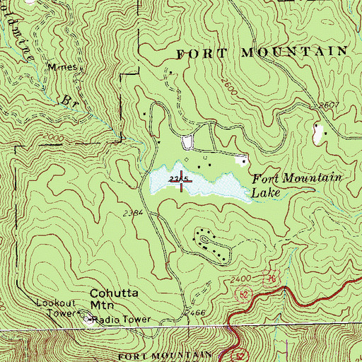 Topographic Map of Fort Mountain Lake, GA