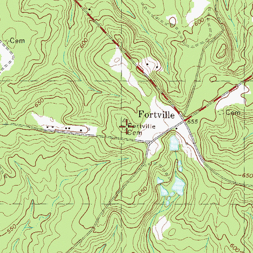Topographic Map of Fortville Cemetery, GA