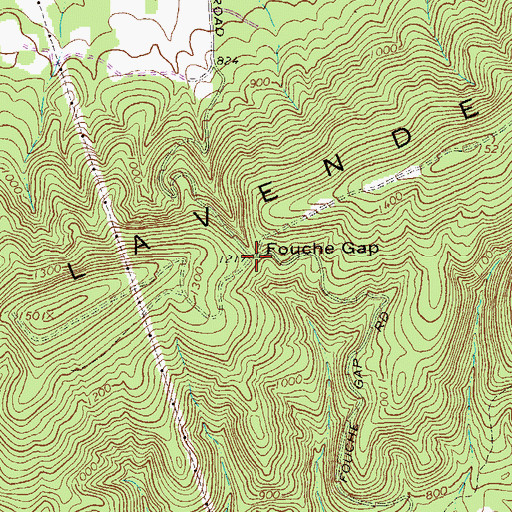 Topographic Map of Fouche Gap, GA