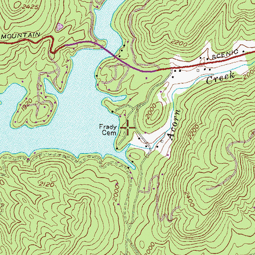 Topographic Map of Frady Cemetery, GA